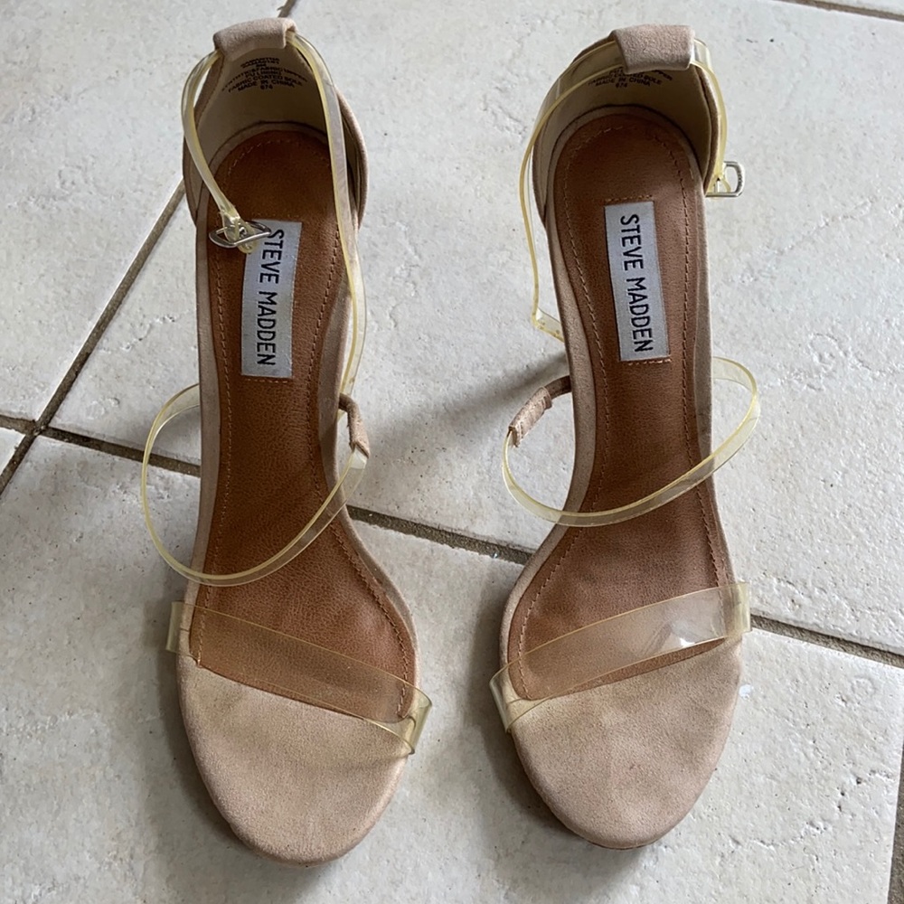 Steve madden suede and clear sandals